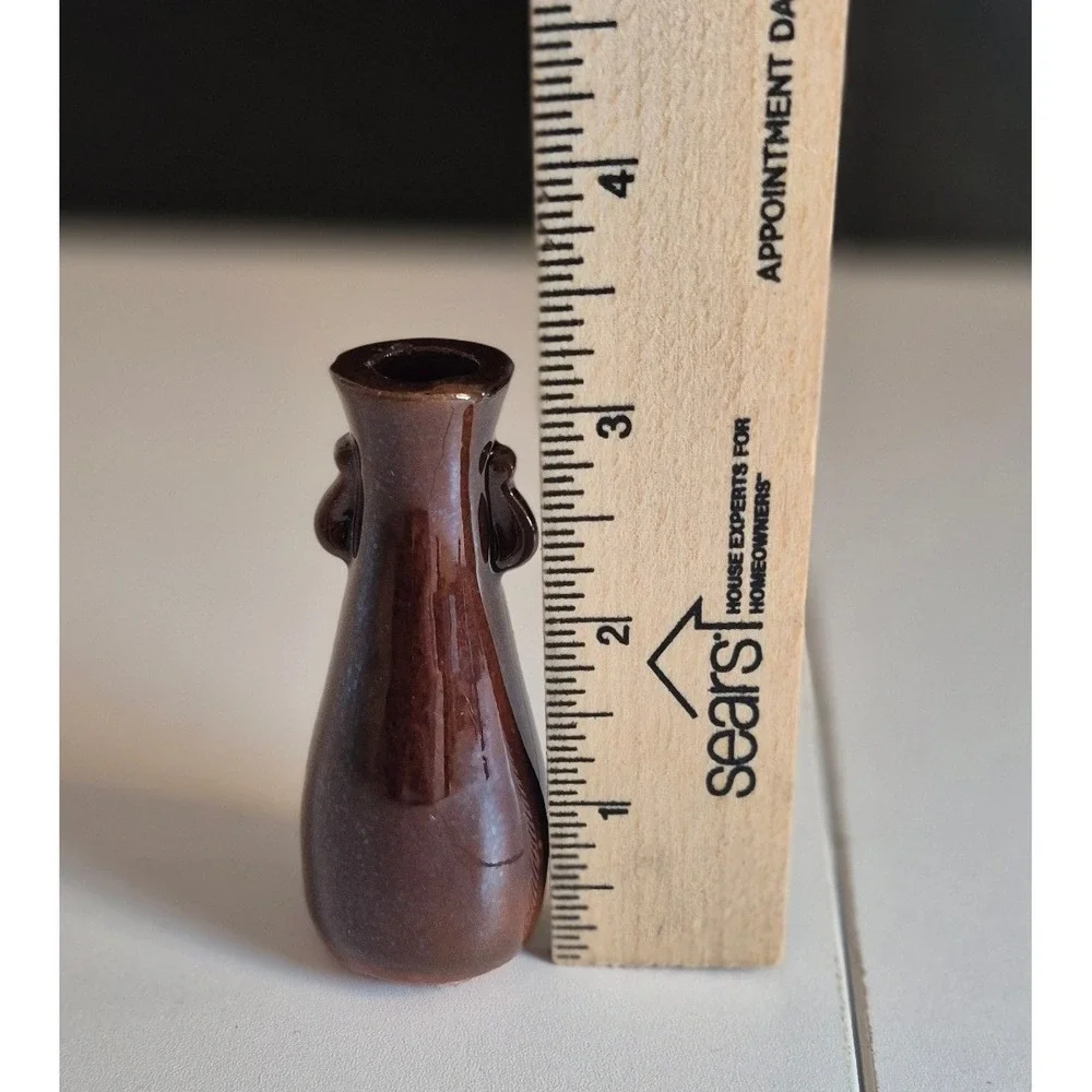 Vintage Miniature Brown‎ Banko Ware Vase Japan Mid Century Modern 3 Inch Small